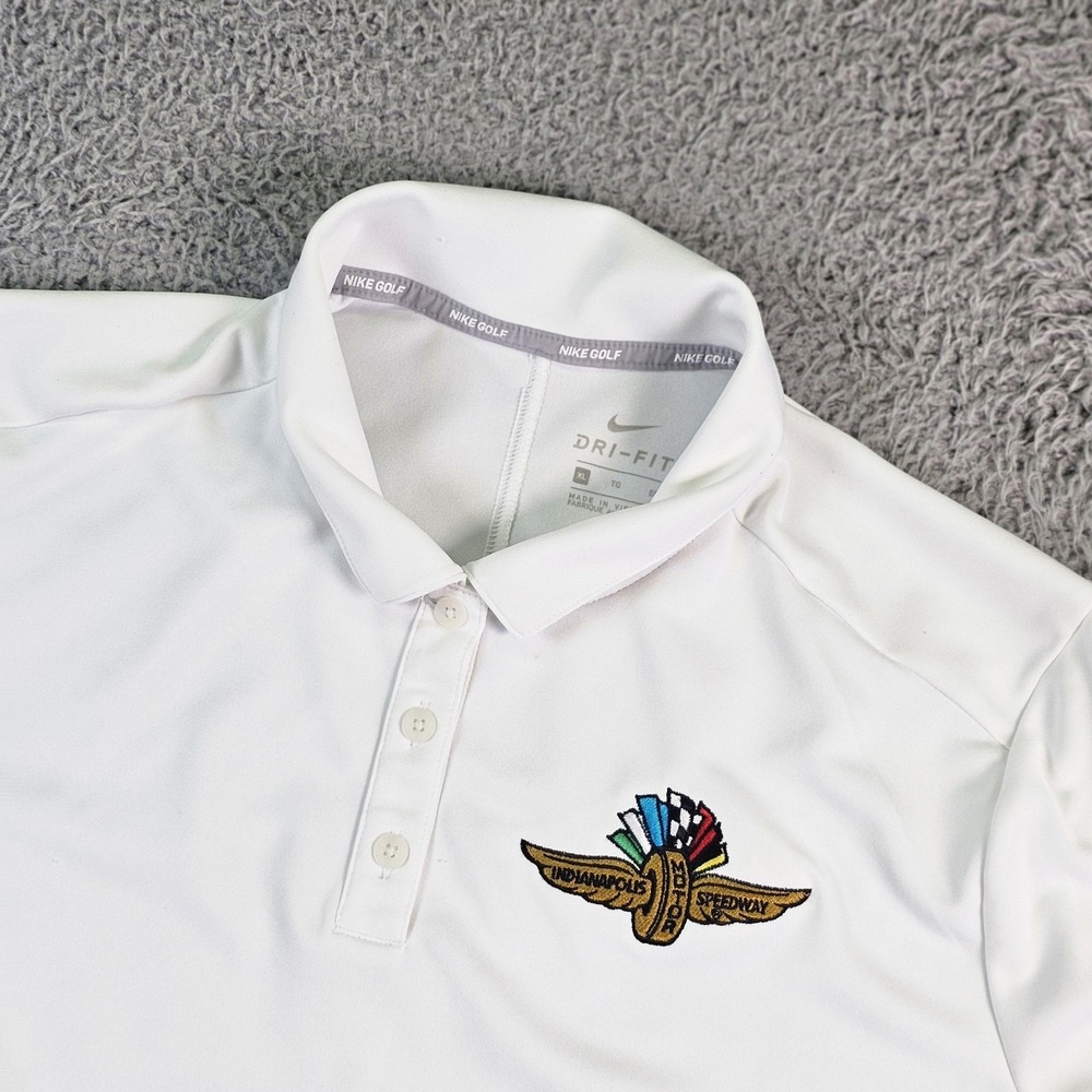 Nike Golf Polo Shirt Indianapolis Motor Speedway Womens XL White Racing Dri-Fit